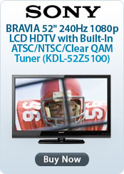 Sony BRAVIA 52" 240Hz 1080p LCD HDTV with Built-In ATSC/NTSC/Clear QAM Tuner (KDL-52Z5100)