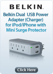 Belkin &nbsp;- &nbsp;Dual USB Power Adapter (Charger) for iPod/iPhone with Mini Surge Protector