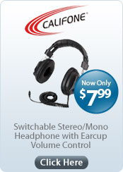 Califone International &nbsp;- &nbsp;Switchable Stereo/Mono Headphone with earcup volume control
