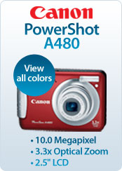 Canon &nbsp;- &nbsp;PowerShot A480 10 Megapixels Digital Camera - Red