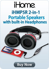 iHome iHMP5R 2-in-1 Portable Speakers with Built-In Headphones