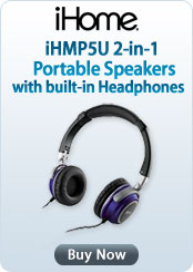 iHome iHMP5U 2-in-1 Portable Speakers with Built-In Headphones