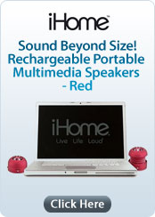 iHome Rechargeable Portable Multimedia Speakers - Red