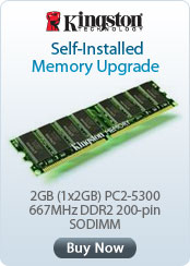 Kingston &nbsp;- &nbsp;Self-Installed Memory Upgrade - 2GB(1x2GB) PC2-5300 667MHz DDR2 200-pin SODIMM