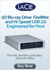 Lacie d2 Blu-ray Drive &nbsp;FireWire &nbsp;and Hi-Speed USB 2.0 Engineered for Pros!