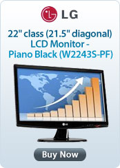 LG Electronics 22" class (21.5" diagonal) LCD Monitor - Piano Black (W2243S-PF) 