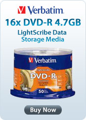 Verbatim 16x DVD-R 4.7GB LightScribe Data Storage Media