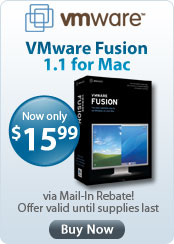 VMware Fusion 1.1 for Mac with a free upgrade to version 2.0