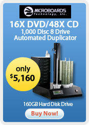 Microboards &nbsp;- &nbsp;16X DVD/48X CD 1,000 Disc 8 Drive Automated Duplicator 160GB Hard Disk Drive - Black