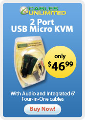 Cables Unlimited &nbsp;- &nbsp;2 Port USB Micro KVM With Audio and Integrated 6' Four-in-One cables