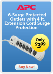 APC6-Surge Protected Outlets with 4 ft. Extension Cord Surge Protection