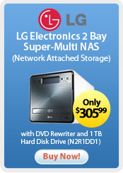 LG Electronics 2 Bay Super-Multi NAS with DVD Rewriter and 1TB Hard Disk