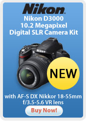 Nikon D3000 10.2 Megapixel Digital SLR Camera Kit with AF-S DX Nikkor 18-55mm f/3.5-5.6 VR lens