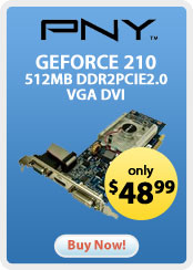 PNY GEFORCE 210 512MB DDR2-PCIE2.0 VGA DVI