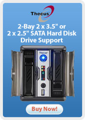 Thecus 2-Bay 2 x 3.5" or 2 x 2.5" SATA Hard Disk Drive Support, with iTunes, Built-in Photo Album, Media Streaming Support, AJAX-based Web UI, RAID 0, 1, JBOD NAS