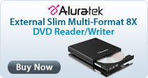 Aluratek External Slim Multi-Format 8X DVD Reader/Writer