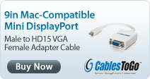 Cables To Go 9in Mac-Compatible Mini DisplayPort Male to HD15 VGA Female Adapter Cable