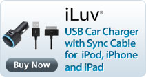 iLuv Creative Technology USB Car Charger with Sync Cable for iPod, iPhone and iPad