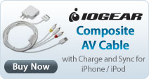 Iogear Composite AV Cable with Charge and Sync for iPhone / iPod