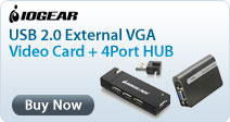 IoGear USB 2.0 External VGA Video Card + 4Port HUB