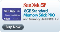 Sandisk 8GB Standard Memory Stick PRO and Memory Stick PRO Duo