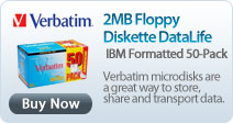 Verbatim 2MB Floppy Diskette DataLife IBM Formatted 50-Pack