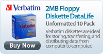Verbatim 2MB Floppy Diskette DataLife Unformatted 10Pack