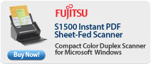 Fujitsu S1500 Instant PDF Sheet-Fed Scanner