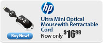 HP Ultra Mini Optical Mouse with Retractable Cord