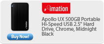Apollo UX 500GB Portable Hi-Speed USB 2.5" Hard Drive, Chrome, Midnight Black