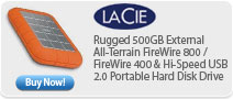 Rugged 500GB External All-Terrain FireWire 800 / FireWire 400 &amp; Hi-Speed USB 2.0 Portable Hard Disk Drive