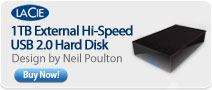 LaCie 1TB External Hi-Speed USB 2.0 Hard Disk - Design by Neil Poulton