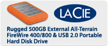 Rugged 500GB External All-Terrain FireWire 400/800 &amp; USB 2.0 Portable Hard Disk Drive