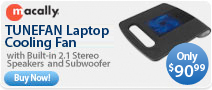 MacAlly TUNEFAN Laptop Cooling Fan with Built-in 2.1 Stereo Speakers and Subwoofer