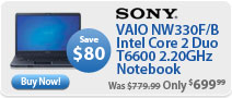 Sony VAIO NW330F/B Intel Core 2 Duo T6600 2.20GHz Notebook