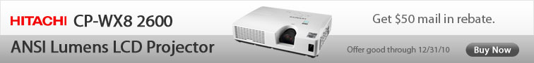 Hitachi CP-WX8 2600 ANSI Lumens LCD Projector