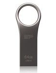 Silicon Power 64GB Jewel J80 USB 3.0 Flash Drive - Tough Zinc Alloy Exterior - Water, Dust, Shock Resistant - Lifetime Warranty - Titanium Color SP064GBUF3J80V1T