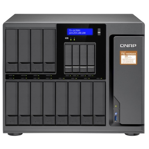 TS-1635AX - NAS server - 16 bays - SATA 6Gb/s - RAID 0, 1, 5, 6, 10, 50, JBOD, 60 - RAM 4 GB - Gigabit Ethernet / 10 Gigabit Ethernet - iSCSI TS-1635AX - NAS server - 16 bays - SATA 6Gb/s - RAID 0, 1, 5, 6, 10, 50, JBOD, 60 - RAM 4 GB - Gigabit Ethernet / 10 Gigabit Ethernet - iSCSI