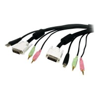 Startech 4-in-1 USB DVI KVM Cable with Audio and Microphone - keyboard / video / mouse / audio extension cable - 15 ft