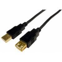 Cables Unlimited 10Ft. USB 2.0 Gold Connector Extension Cable A/A - Black