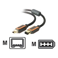 Belkin Pure AV Digital Camcorder FireWire Cable - Data cable - Firewire IEEE1394 (i.LINK) - 6 pin FireWire (M) - 4 pin FireWire (M) - 12 ft - quad shielded