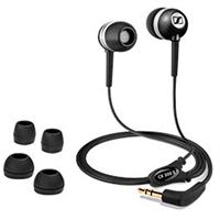 Sennheiser Electronic Noise-isolating ear-canal phone with bass driven sound, asymetrical cable and carrying pouch.