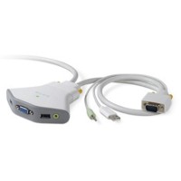 Belkin 2-Port KVM Switch with Audio Support and Built-In Cabling - KVM / audio switch - 2 ports - desktop