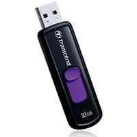 Transcend 32GB JetFlash 500 - USB Flash Drive - Hi-Speed USB (Black with Purple Retractor)